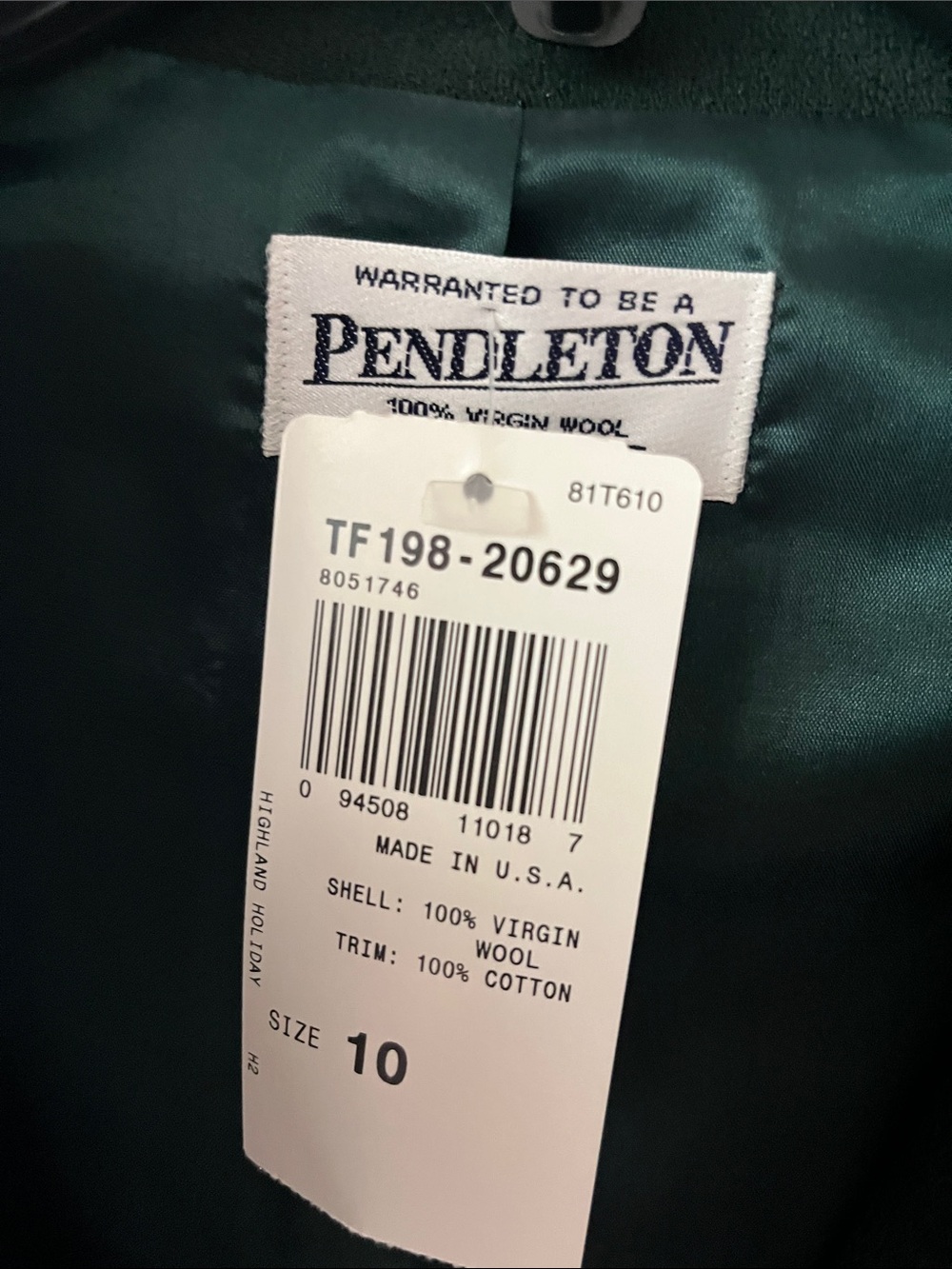 Pendleton Deep Forest Green Collarless Wool Blazer Sz 10 & Matching Skirt Sz 8 - Picture 3 of 6